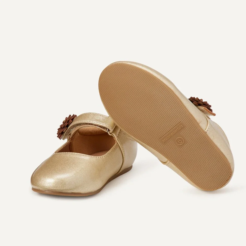 Amazon Essentials Girls Mary Jane Flats Glitter Gold 1 Little Kid